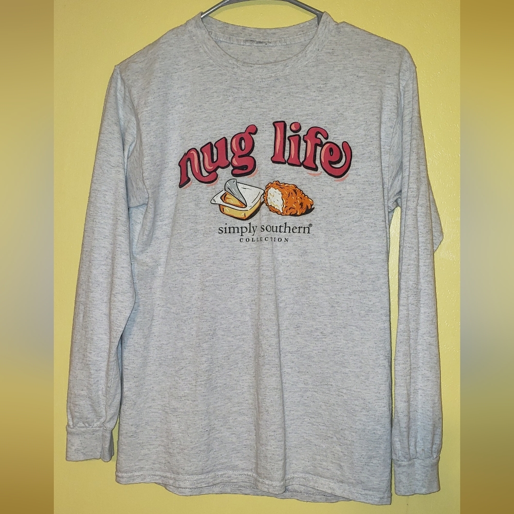 Simply Southern Women's Long Sleeve "NUG LIFE" Tee Shirt Size Small